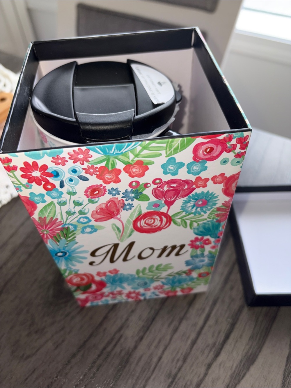 Mom Floral Travel Mug with Pink & Teal Accents - Picture 3 of 4